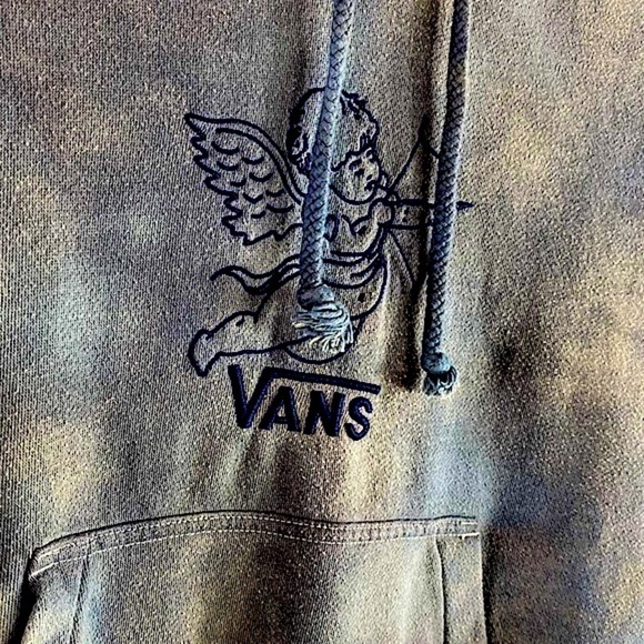 Vans Blue Tie Dyed Cropped Hoodie Sweatshirt with Cupid - Picture 2 of 7